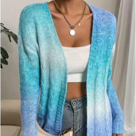 New open front ombre long sleeve sweater - Picture 5 of 6